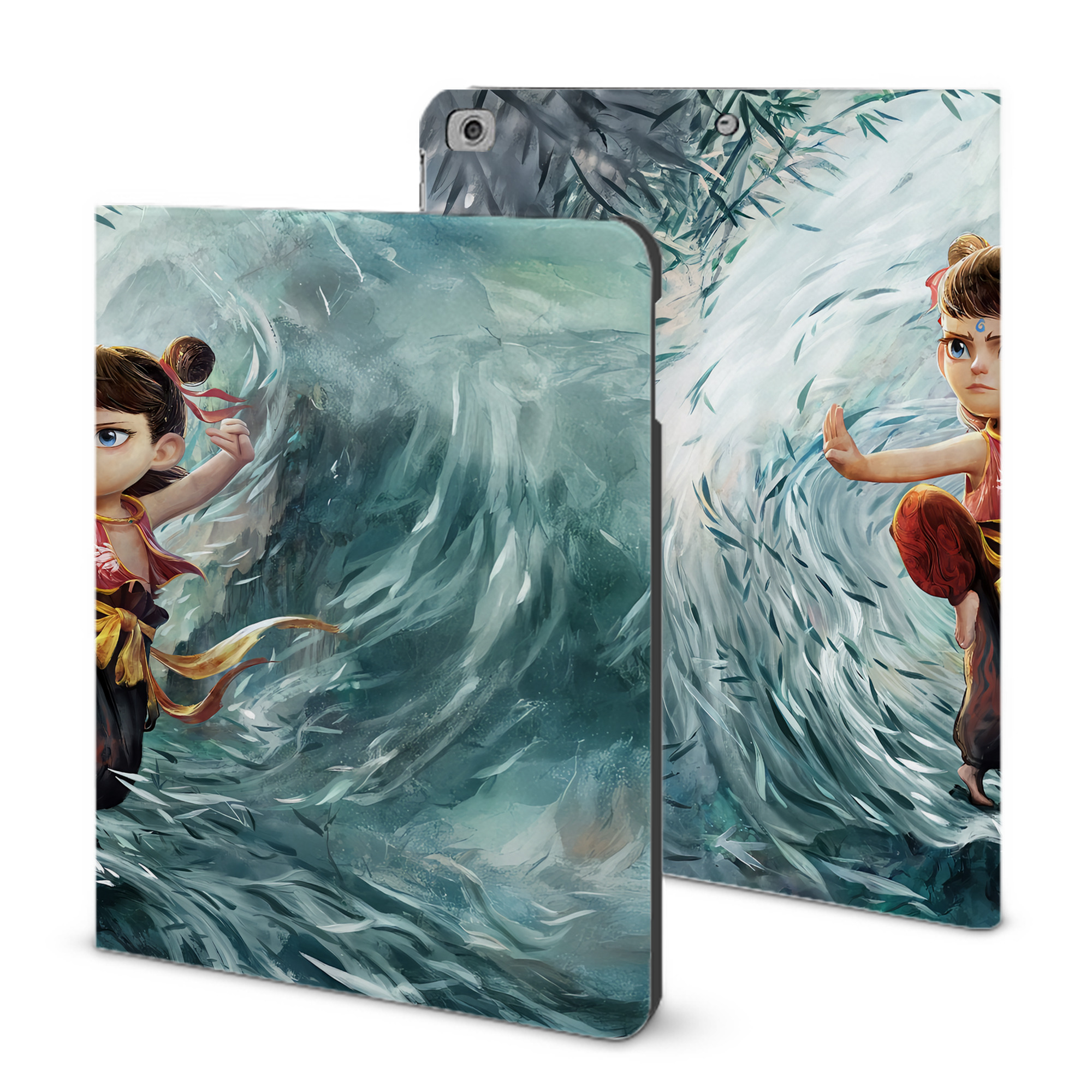 （画像用） Ne Zha 2 ナタ 魔童の大暴れ IPad ケース ブック型 PUレザー TPU 耐衝撃 軽量 薄型 ペン収納なし 全面保護 IPad 各モデル対応